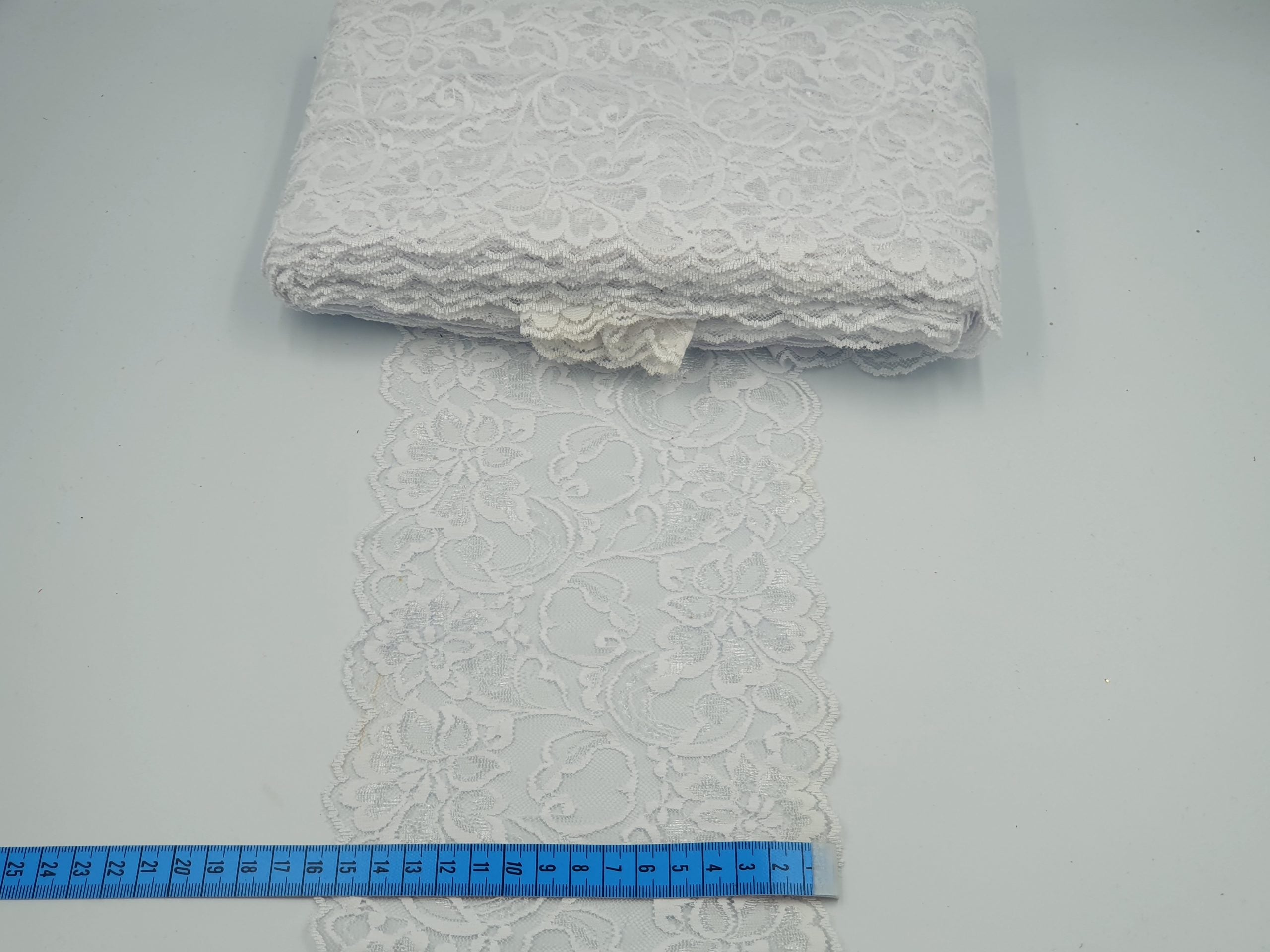 Dantelă elastică, 16cm, albă