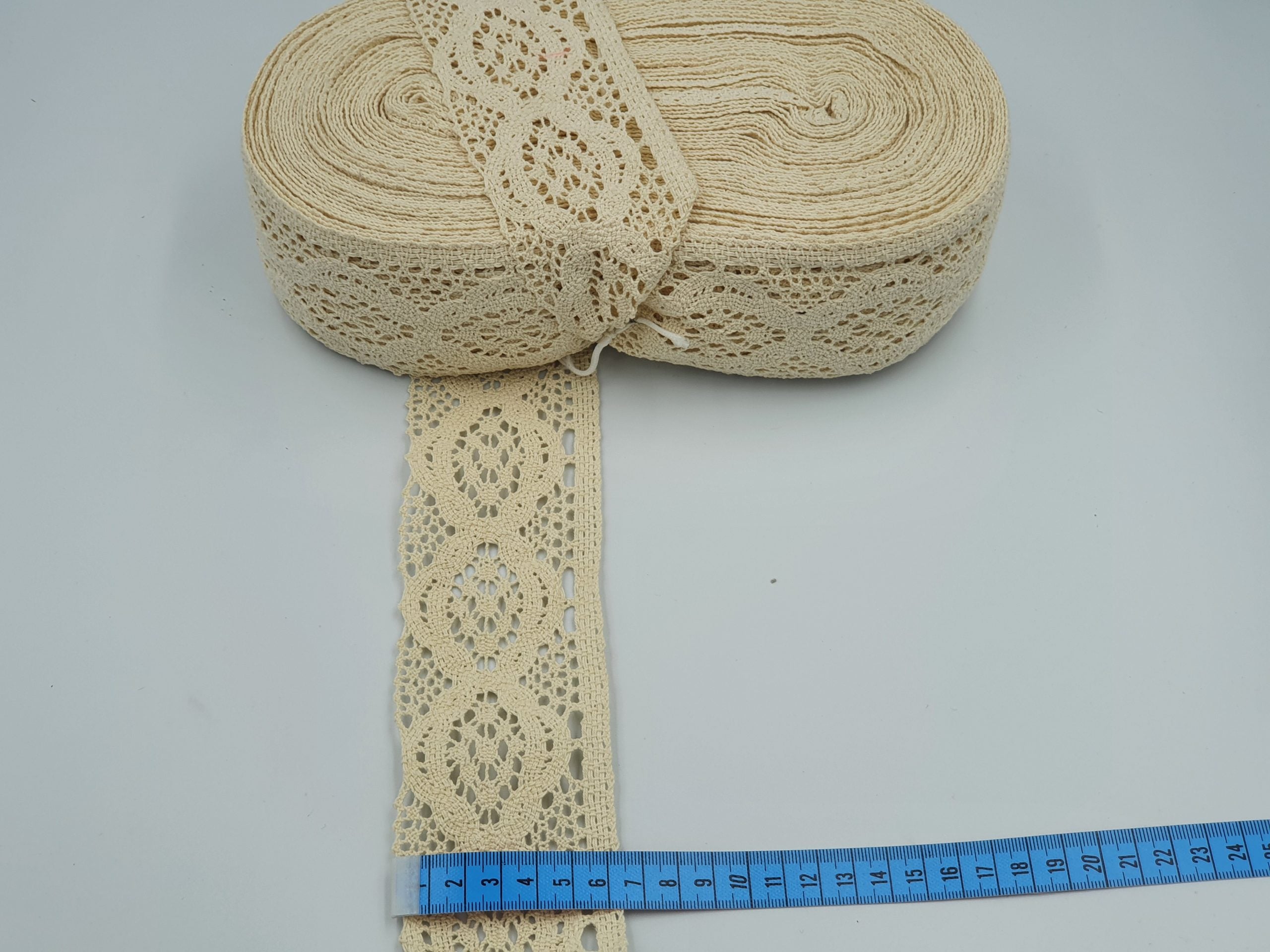 Dantelă bumbac CREM 65mm