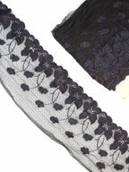 Dantela fixa pe tul cu broderie florala, 10cm latime
