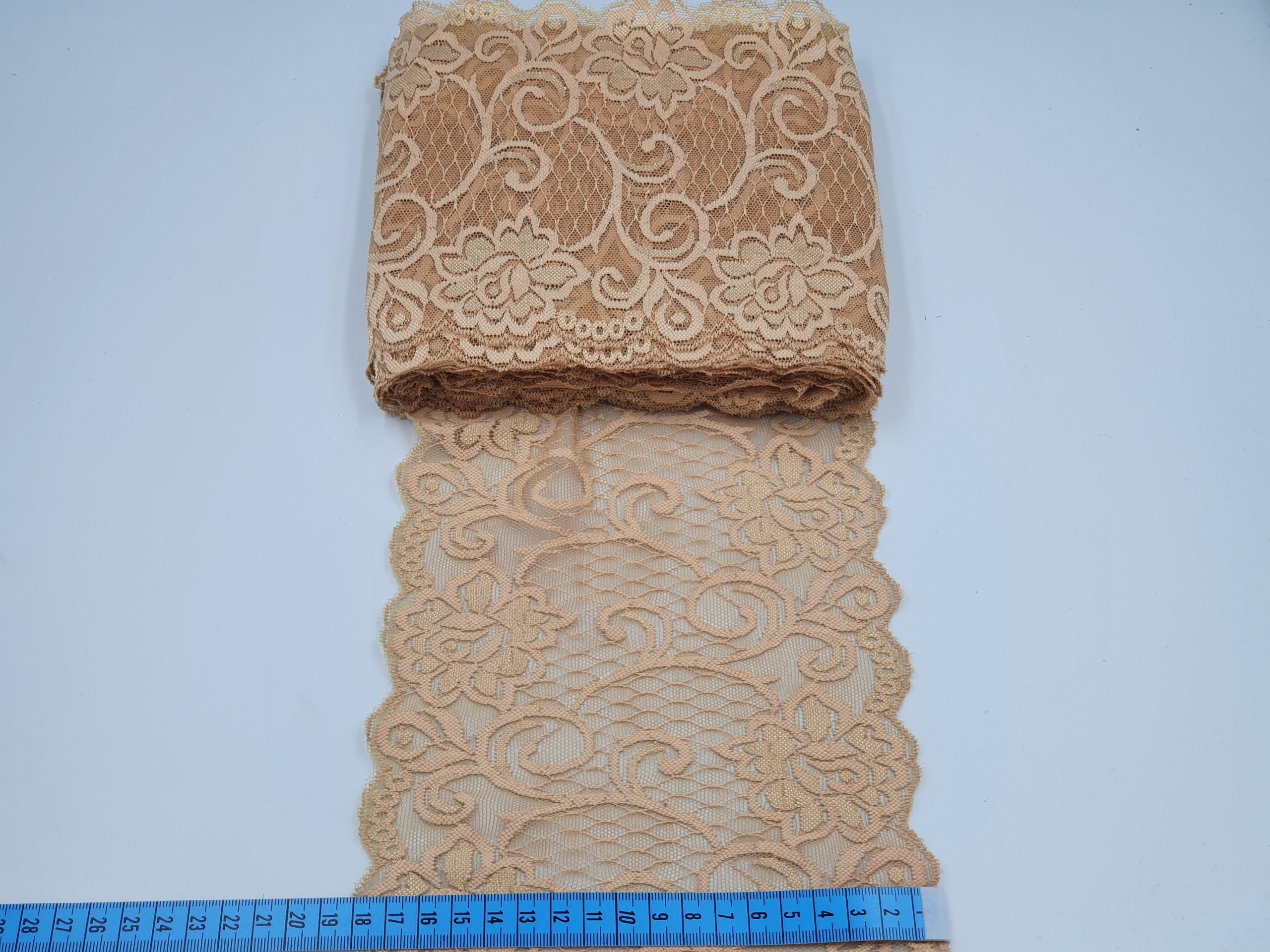 Dantelă elastică, bej, 18cm