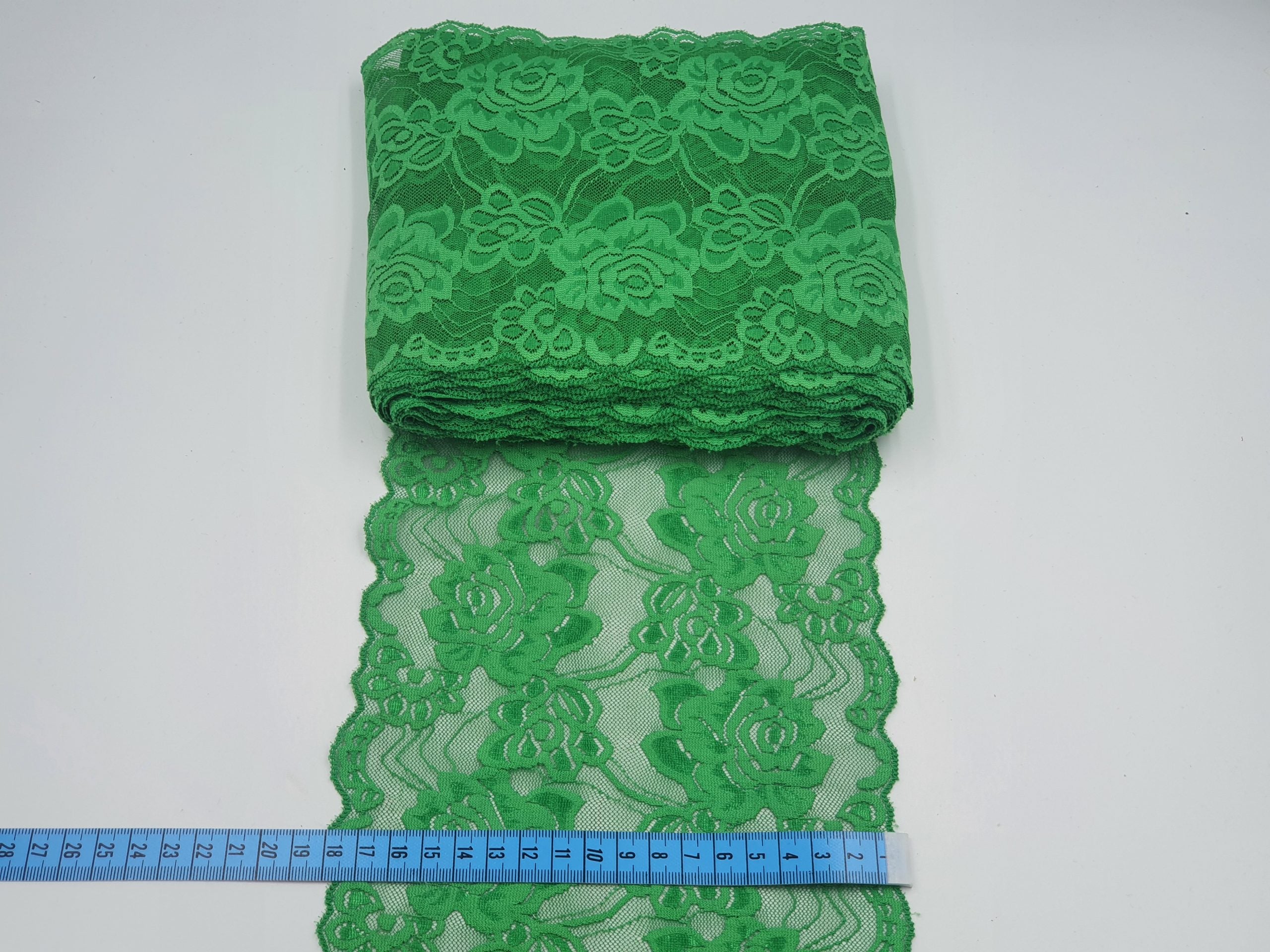 Dantelă elastică, verde, 18