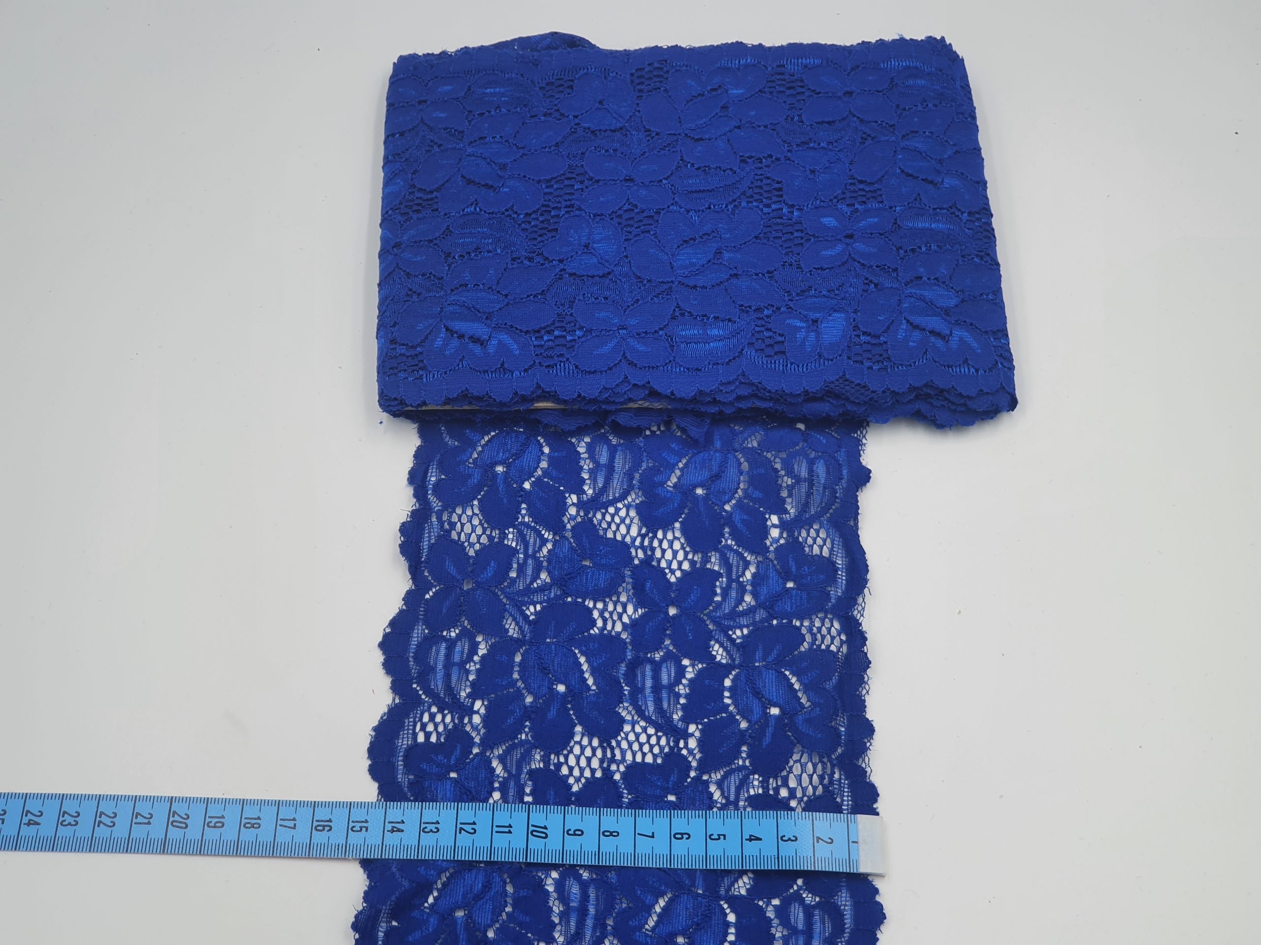 Dantelă elastică, albastru, 14cm