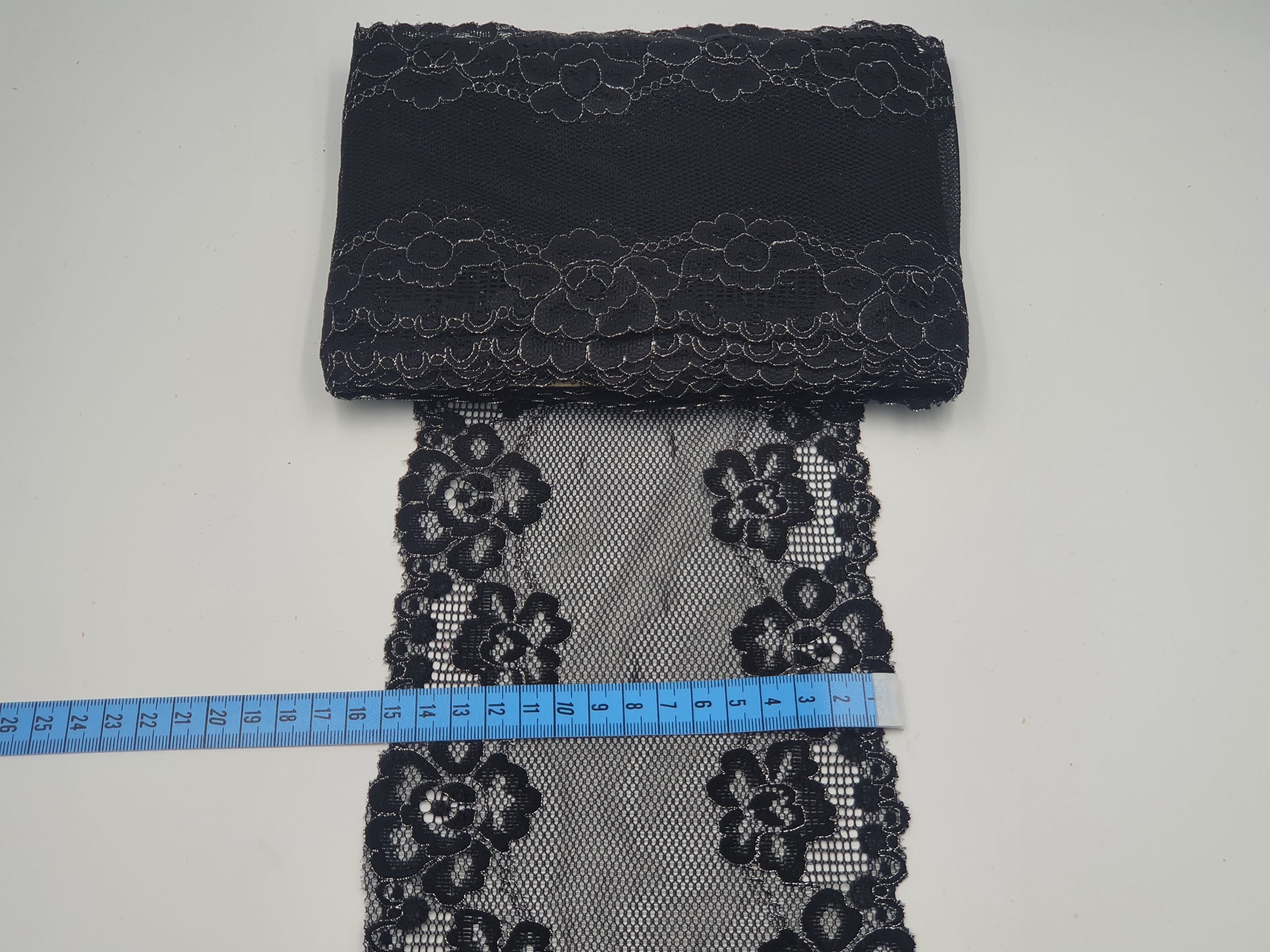 Dantela elastica, 15 cm, neagra