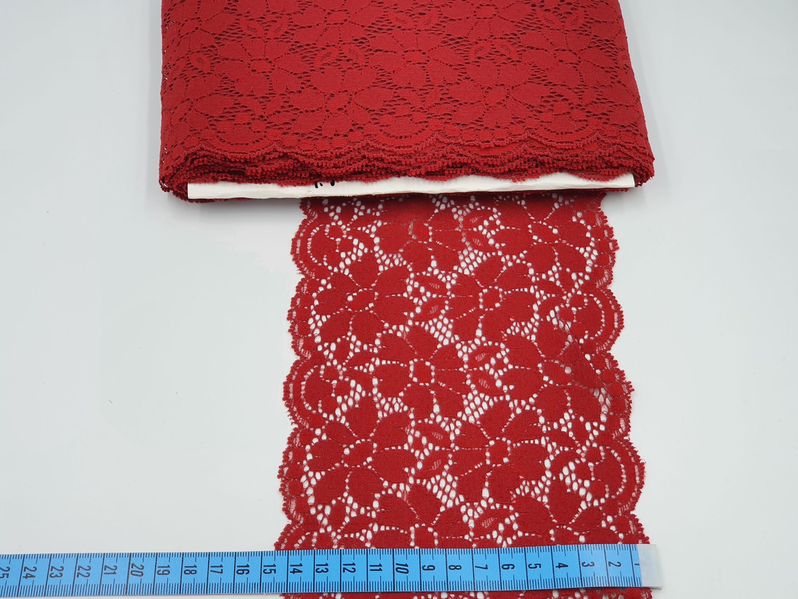 Dantelă elastică, 14cm, roșie