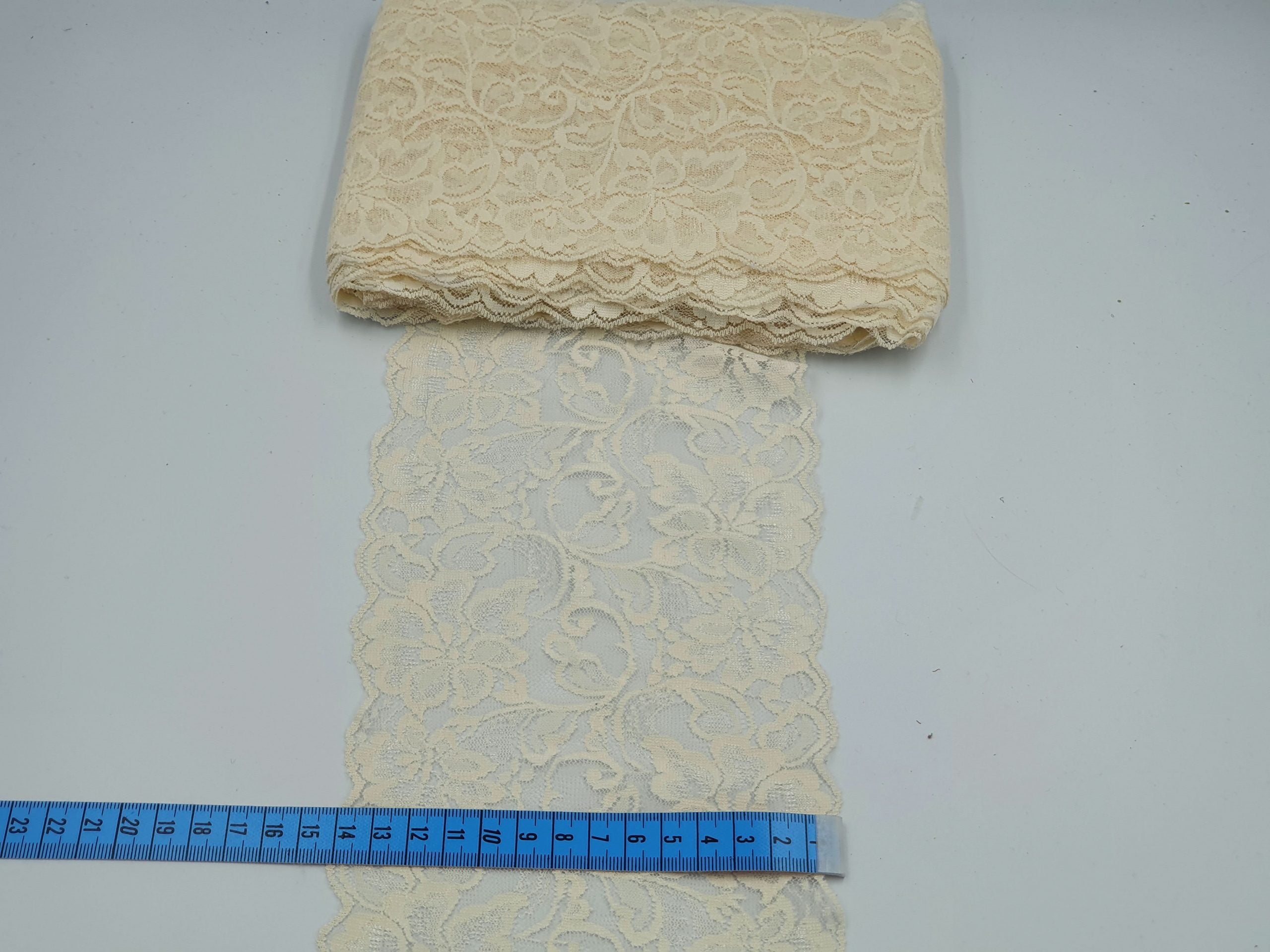 Dantela elastica, crem, 14cm