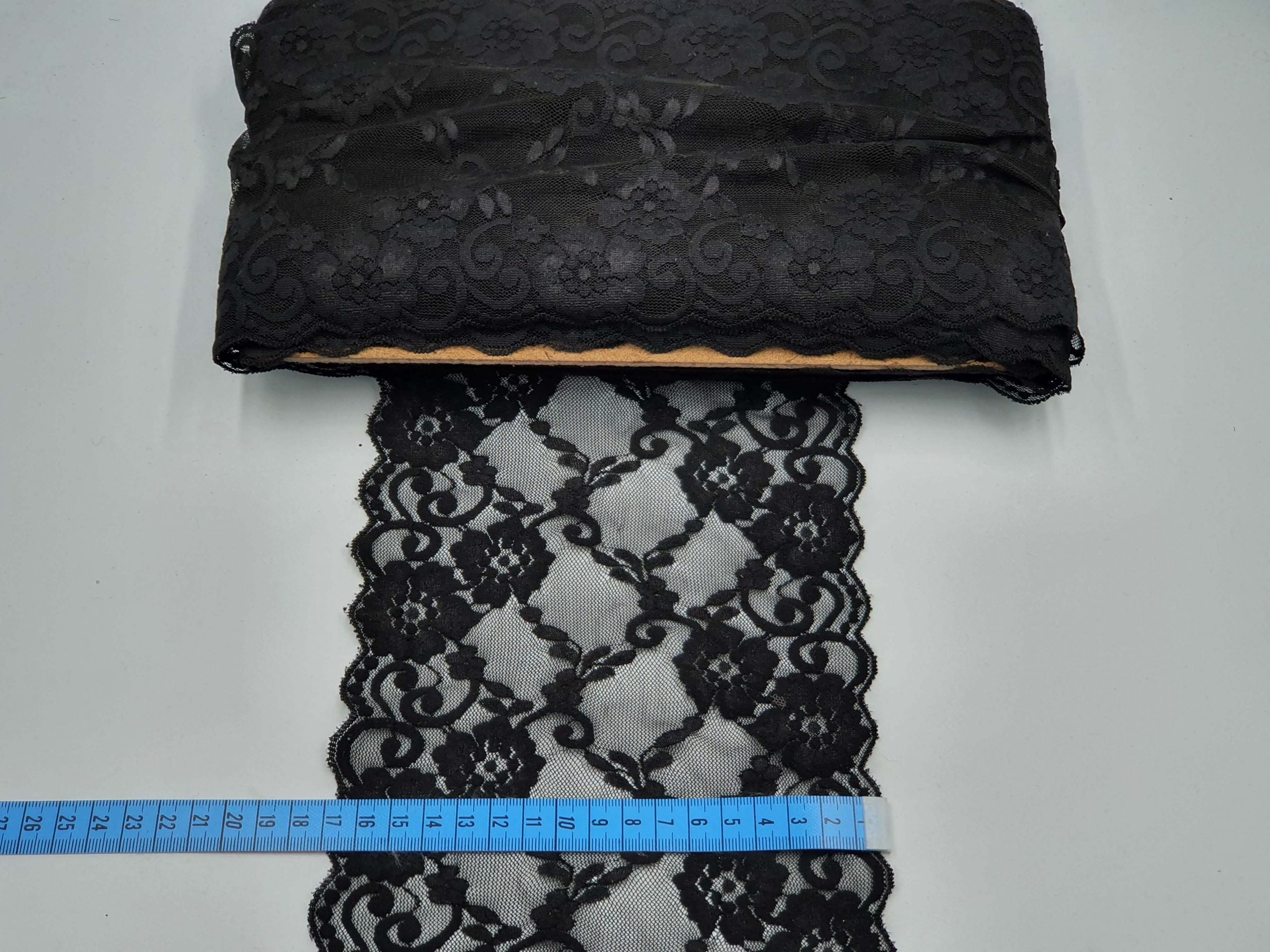 Dantela elastica, negru, 17cm