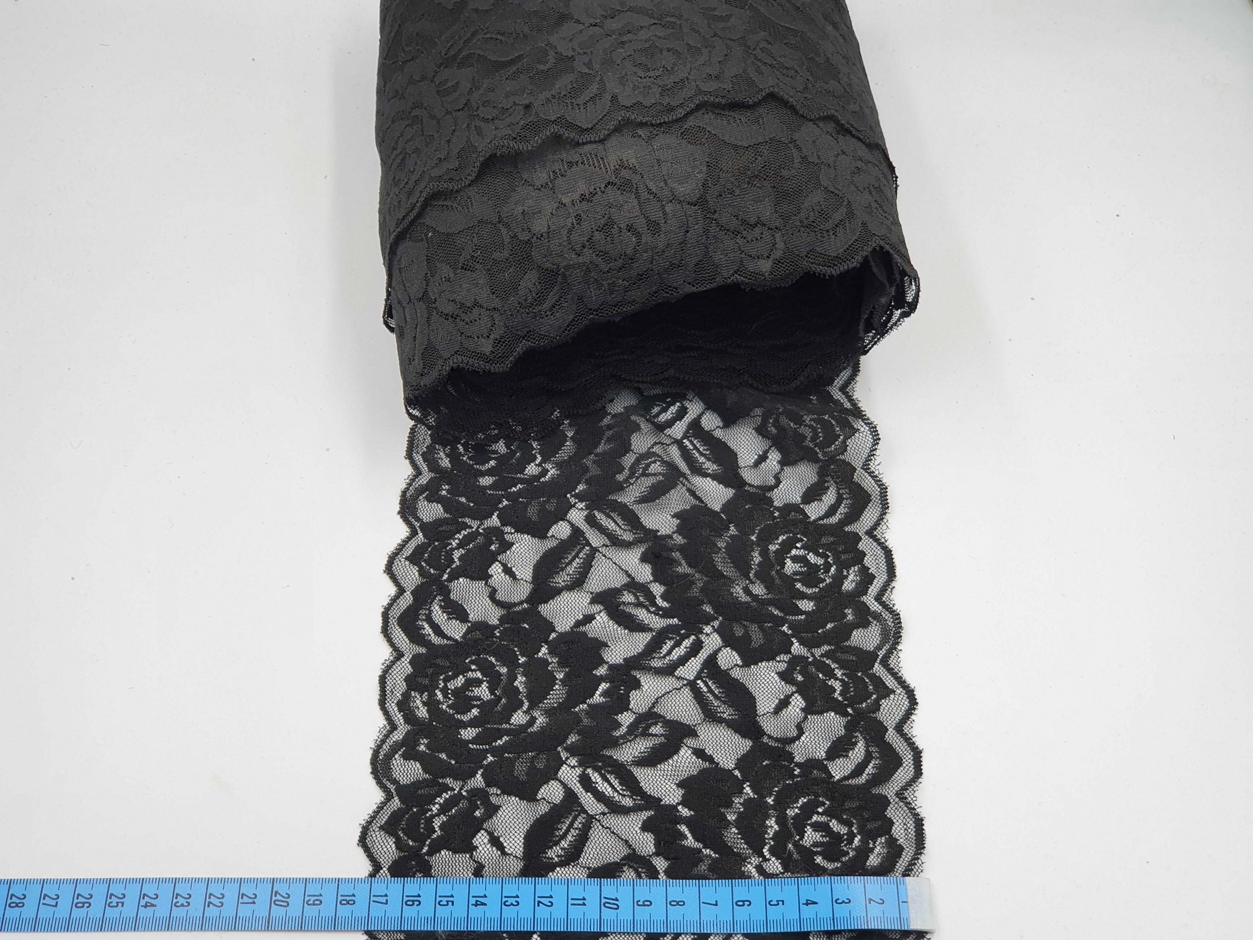 Dantela elastica, neagra, 17cm