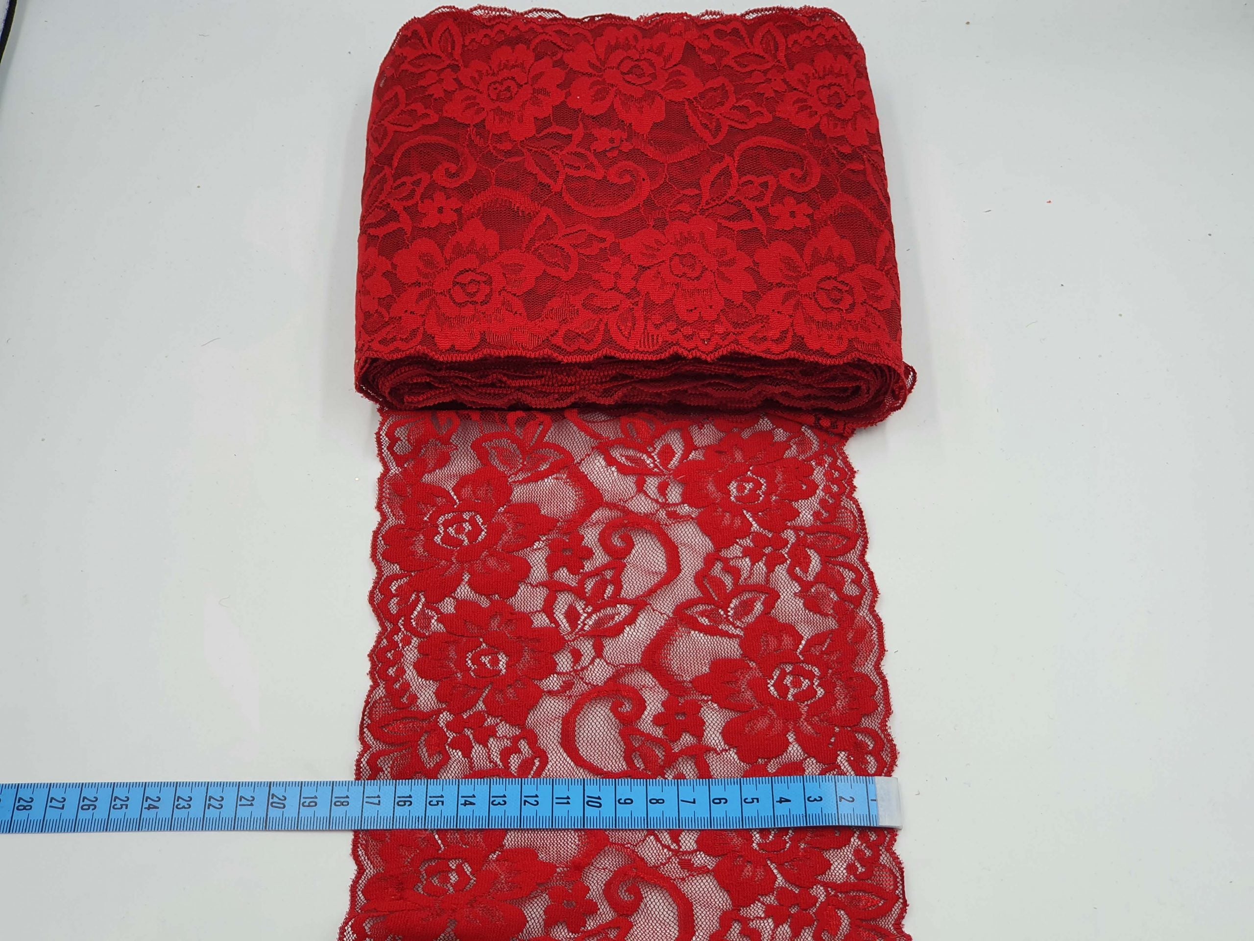 Dantela elastica, rosu, 17cm