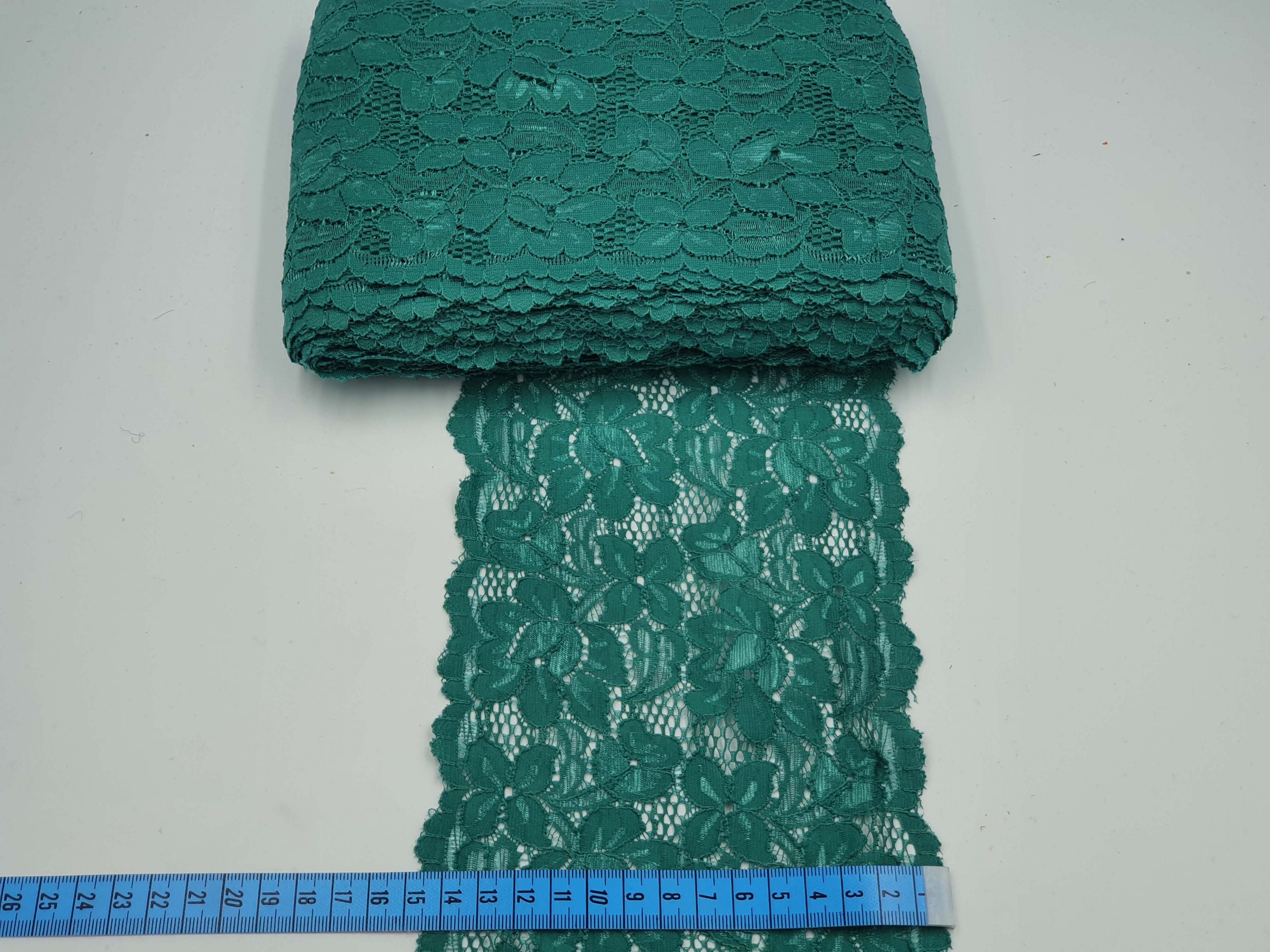 Dantela elastica, verde, 15 cm