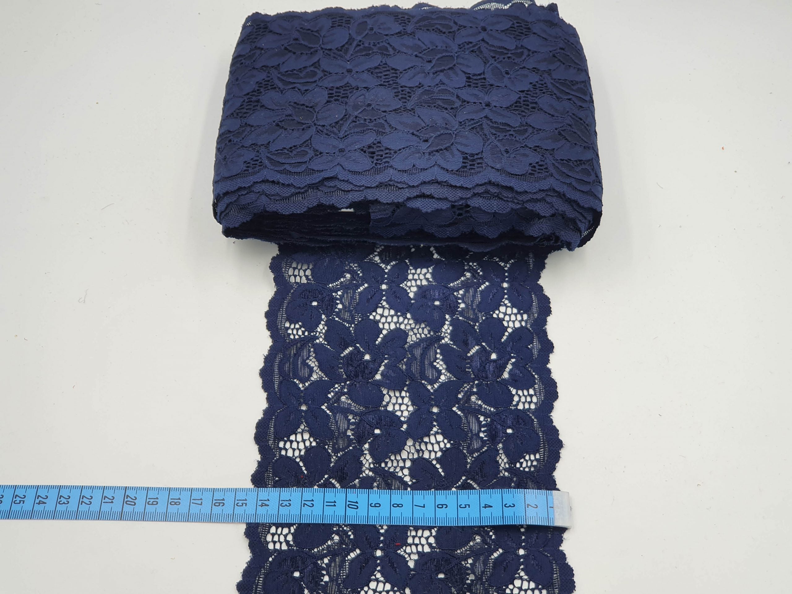 Dantela elastica, bleu-marin, 15 cm