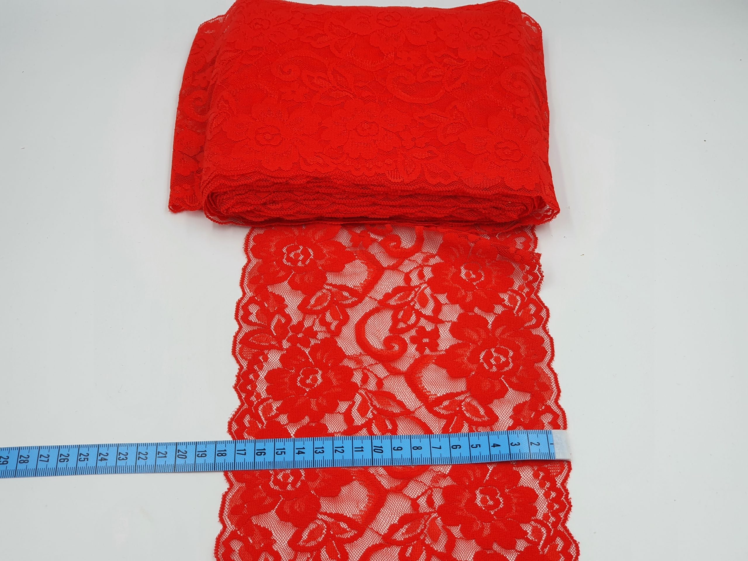 Dantelă elastică, 17,5cm, roșie