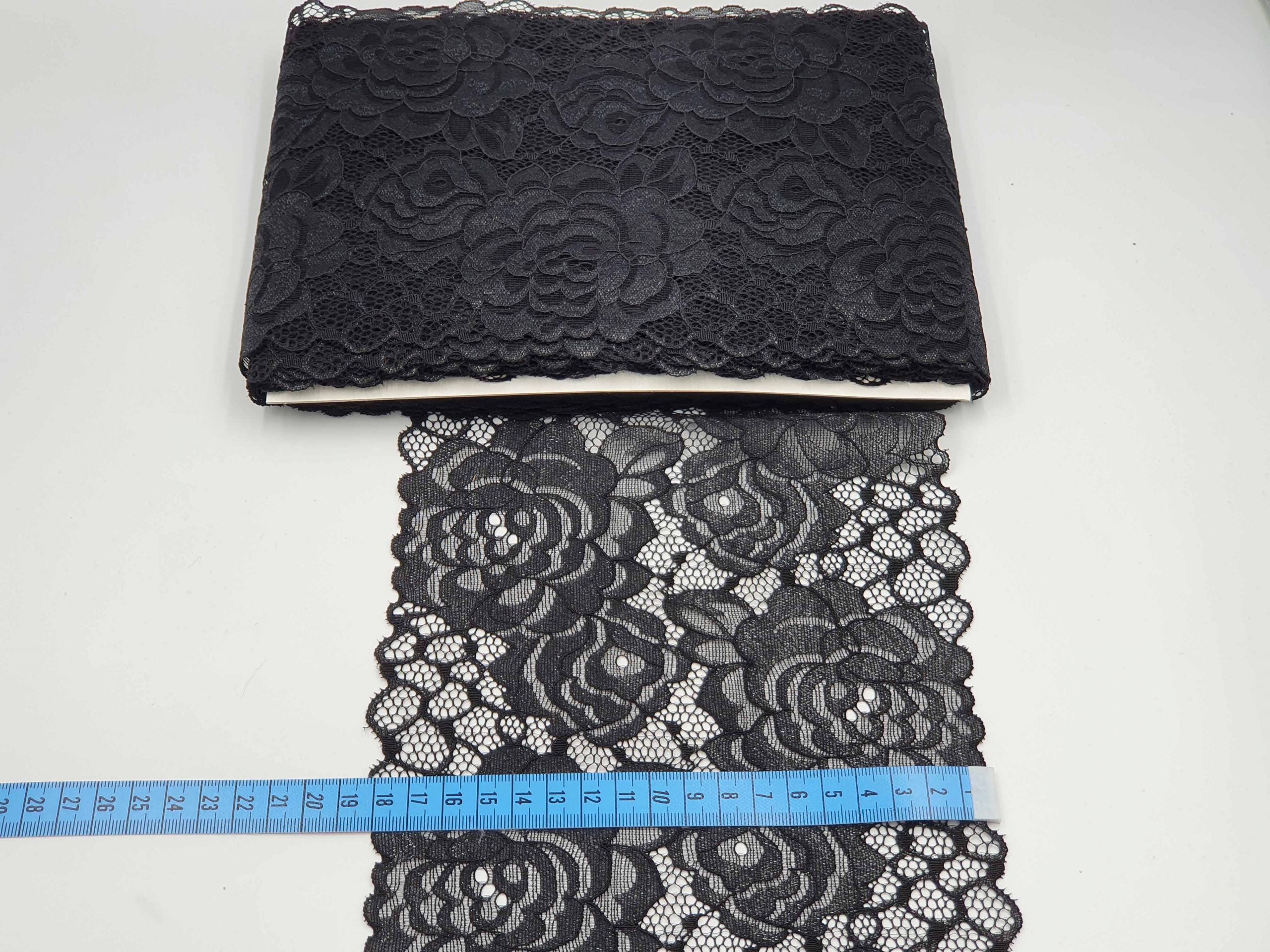 Dantela elastica, neagra, 18 cm