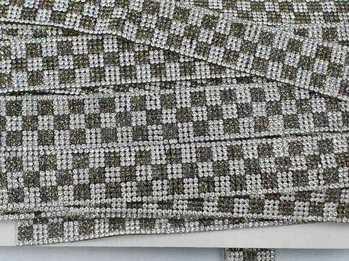 Aplicatie banda, argintiu cu auriu, baza silicon cu strasuri, 20mm latime