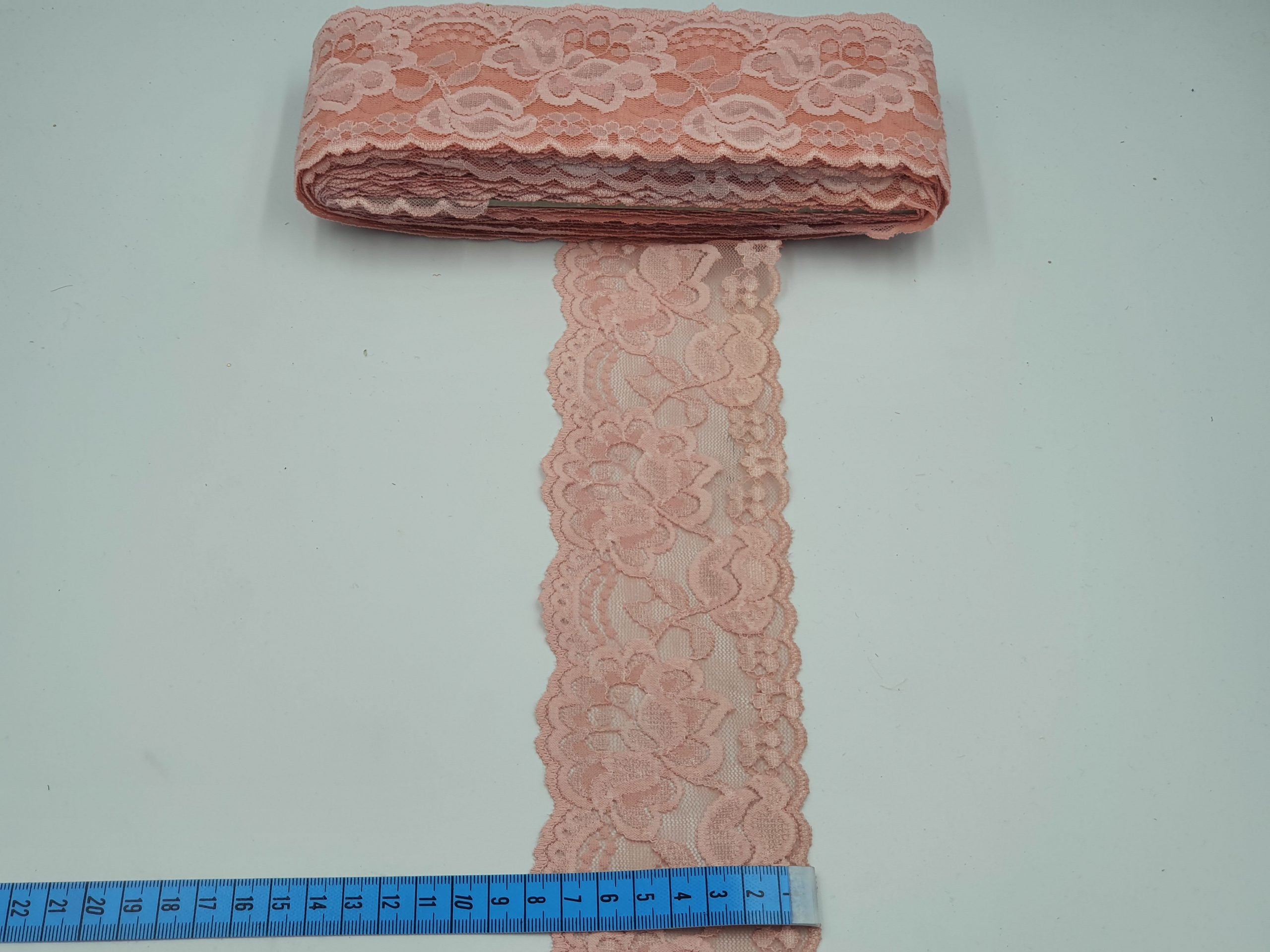 Dantela elastica, Roz-prafuit, 8 cm
