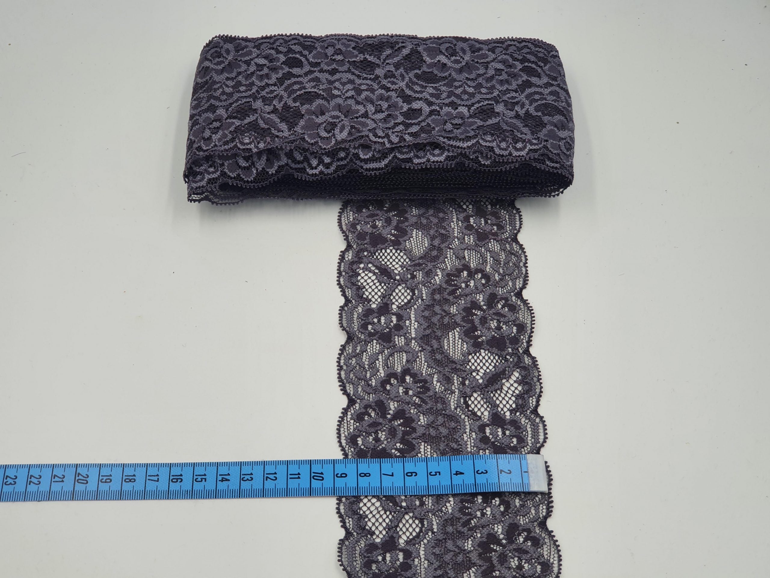 Dantela elastica, Gri, 9 cm