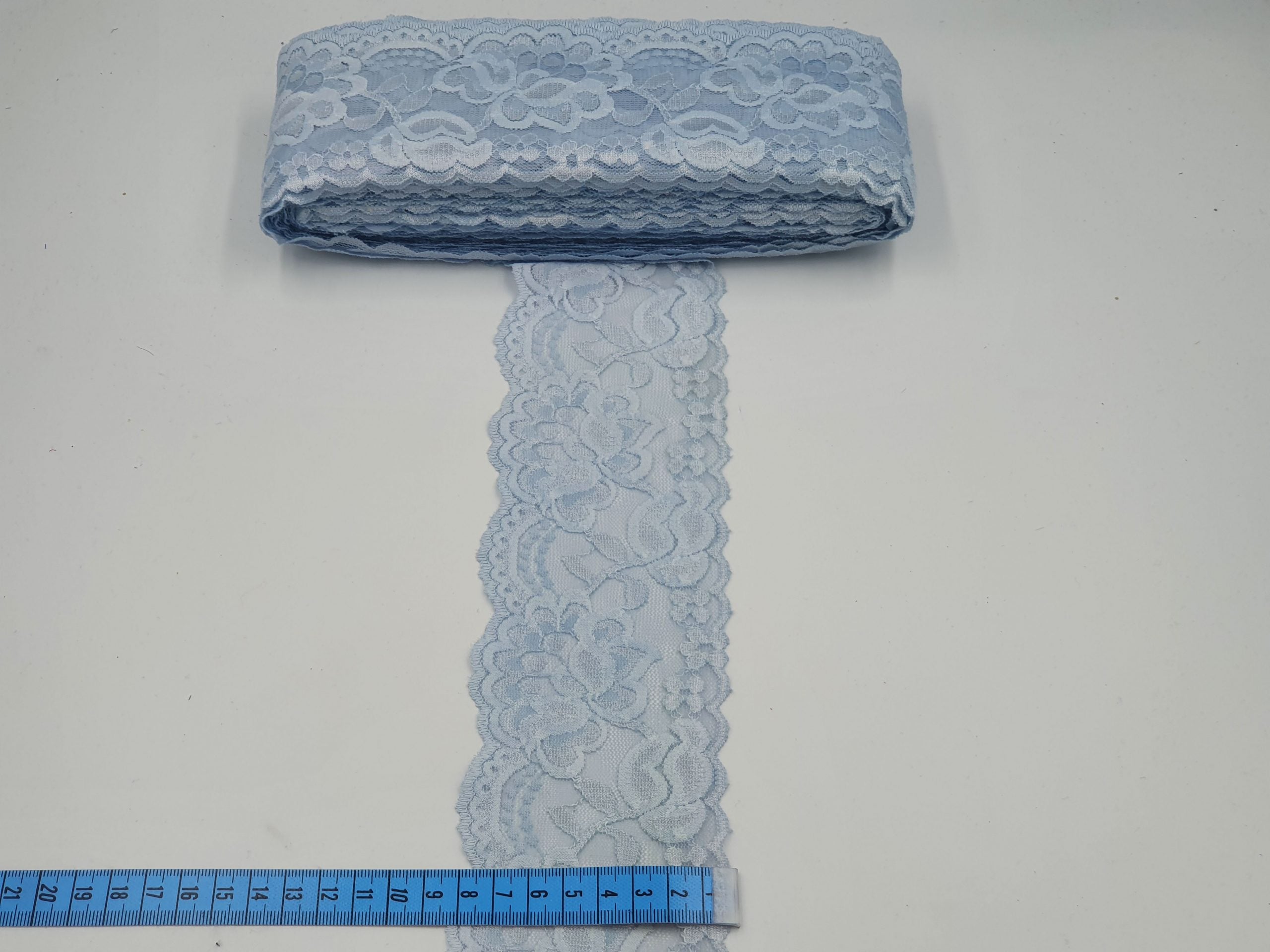 Dantela elastica, Bleu deschis, 8 cm