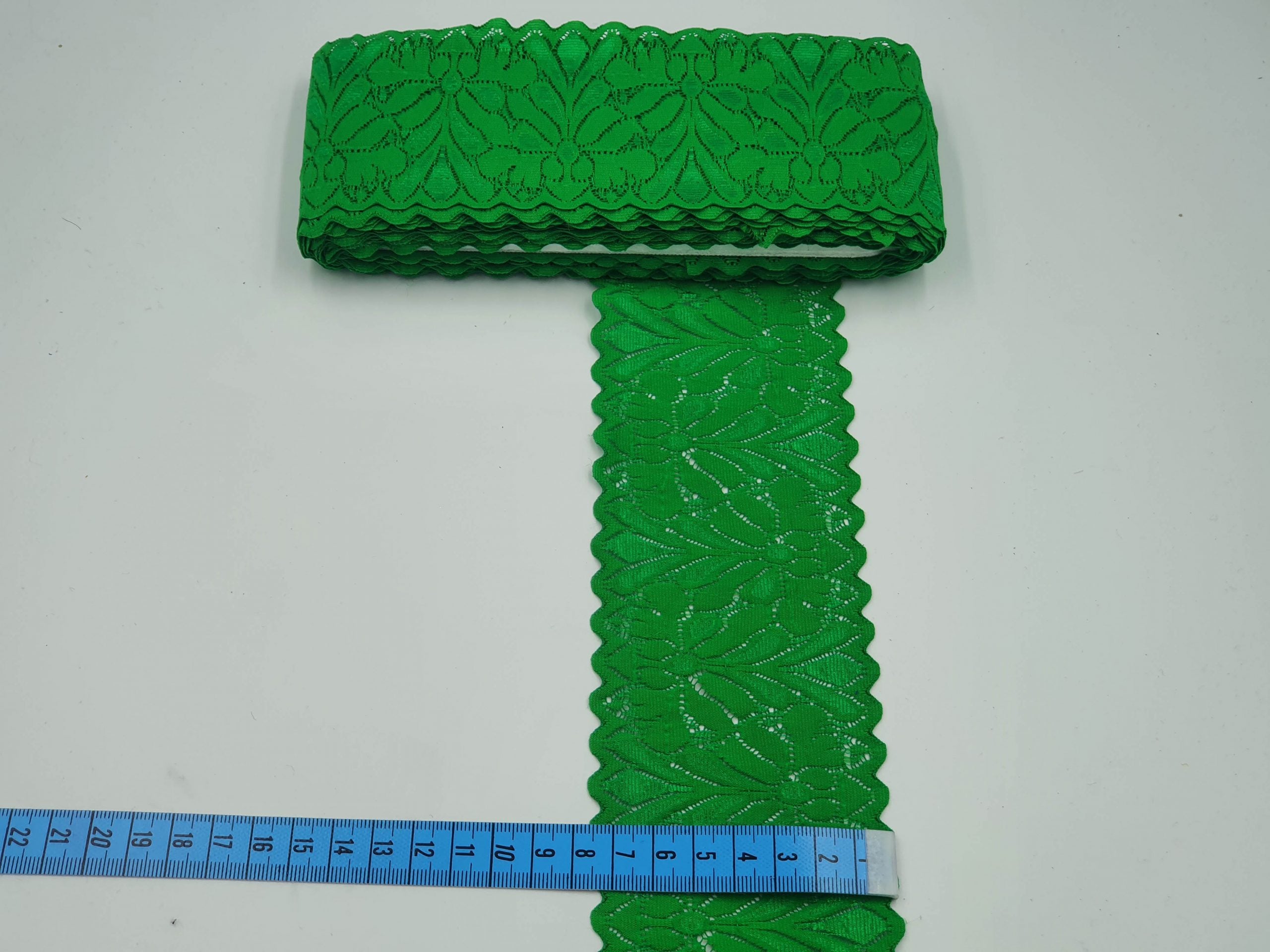 Dantela elastica, verde, 8 cm