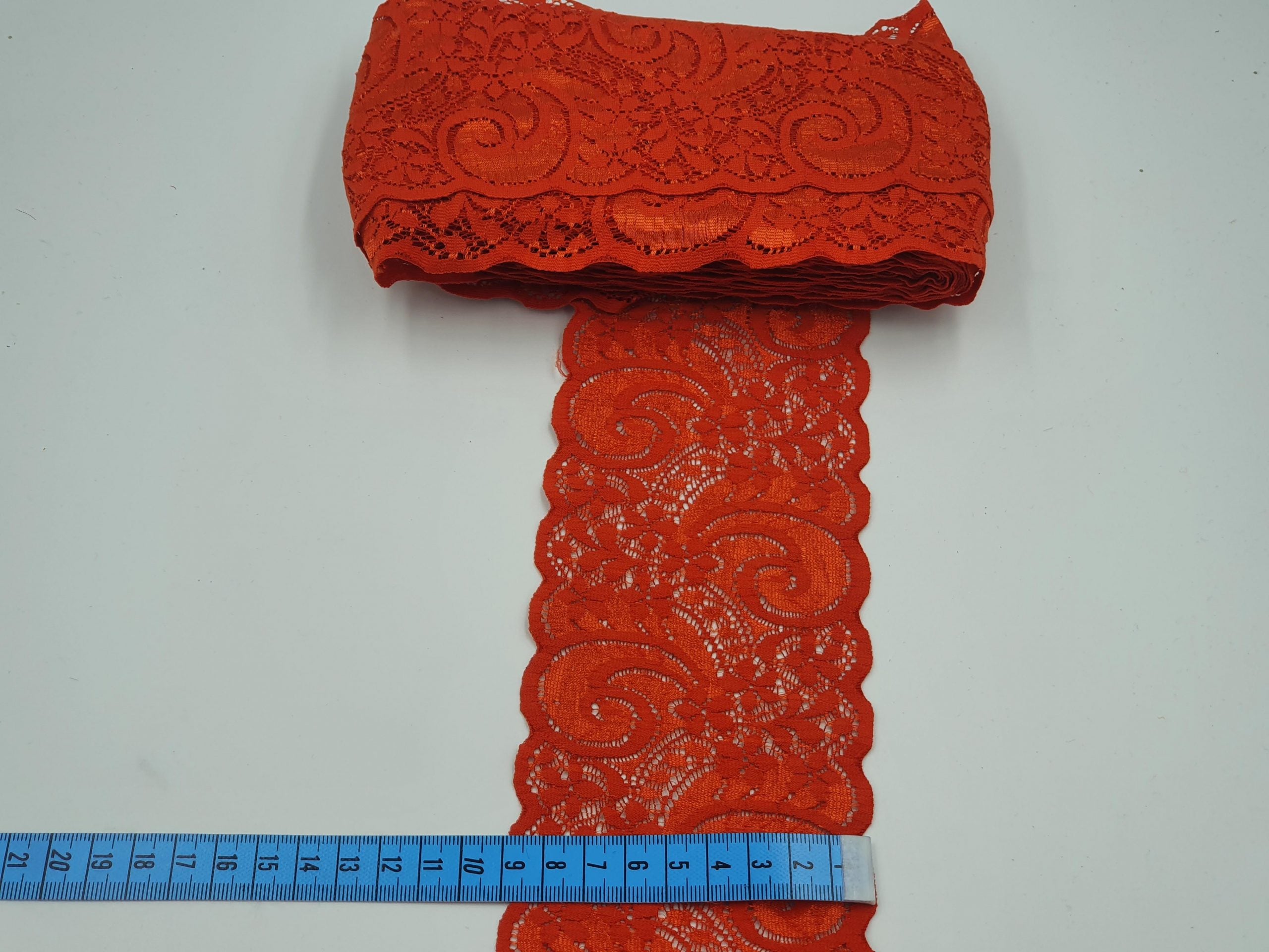 Dantela elastica, Rosu, 9 cm