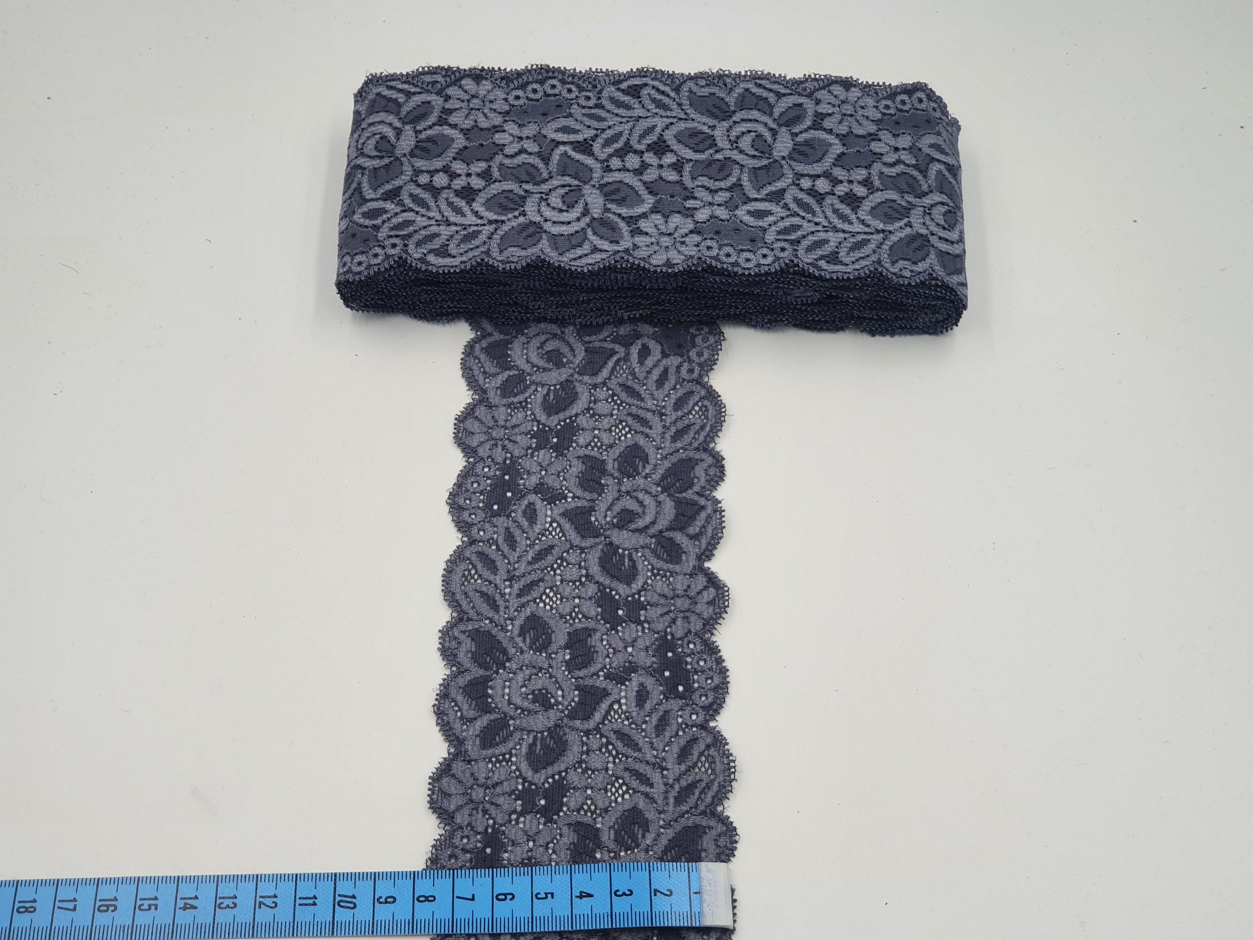 Dantela elastica, Gri, 8 cm