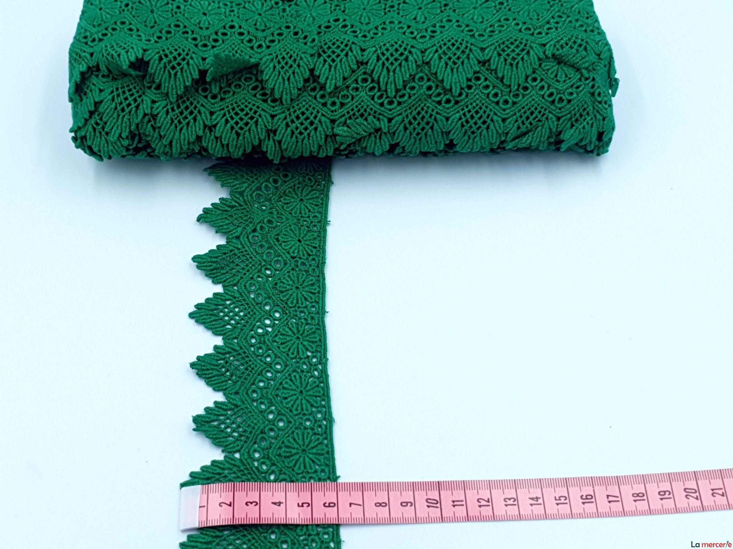 Dantela bumbac, model floral, Verde, latime 60mm