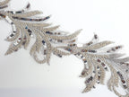 Pasmanterie model frunze, latime 10cm, cu paiete, argintiu