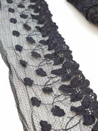 Dantela fixa pe tul cu broderie florala, 10cm latime