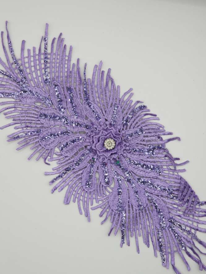 Aplicatie florala ovala, 30x15cm, mov lila
