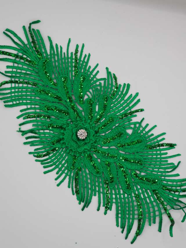 Aplicatie florala ovala, 30x15cm, verde