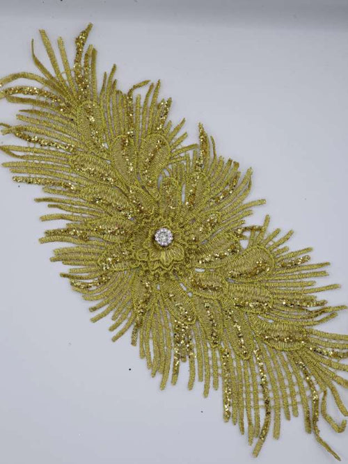 Aplicatie florala ovala, 30x15cm, galben