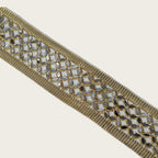 Pasmanterie model flori cu oglinzi, latime 5cm, aurie