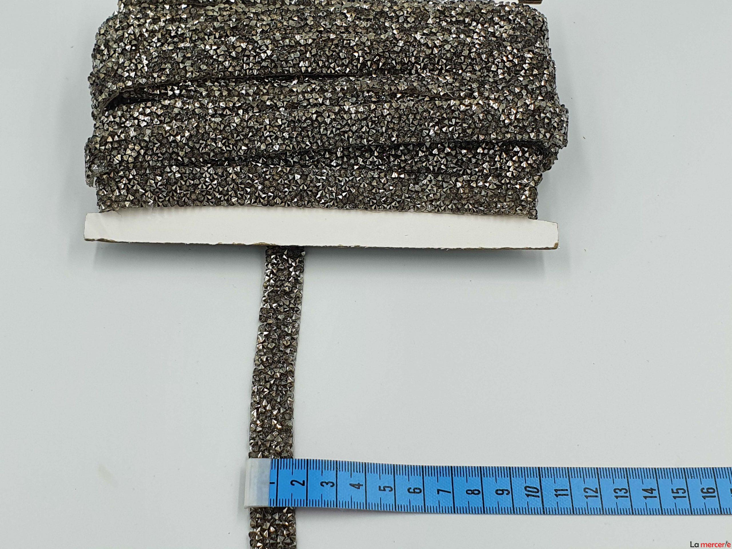 Aplicatie banda, neagra, baza silicon cu strasuri, 15mm latime