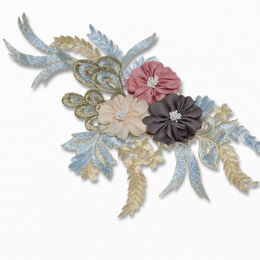 Aplicatie vestimentara, model floral, 30x15cm, multicolor