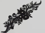 Aplicatie, model floral, 35x15cm, neagra