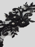 Aplicatie, model floral, 35x15cm, neagra