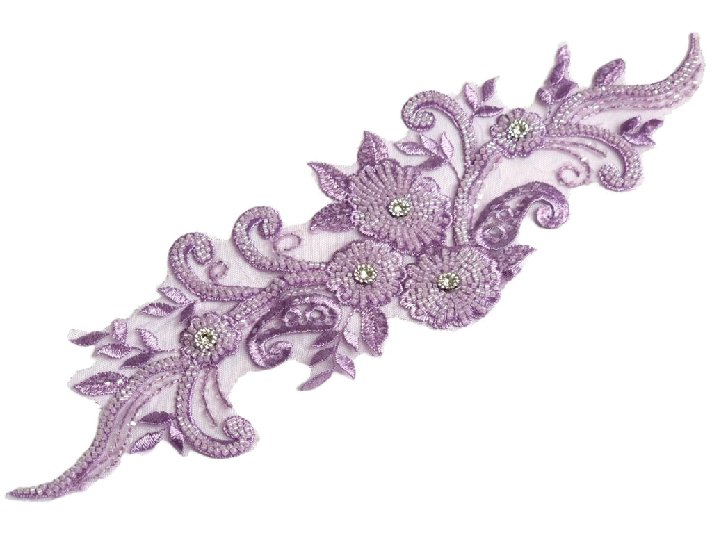 Aplicatie, model floral, 35x15cm, mov lila