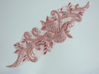 Aplicatie, model floral, 35x15cm, roz prafuit