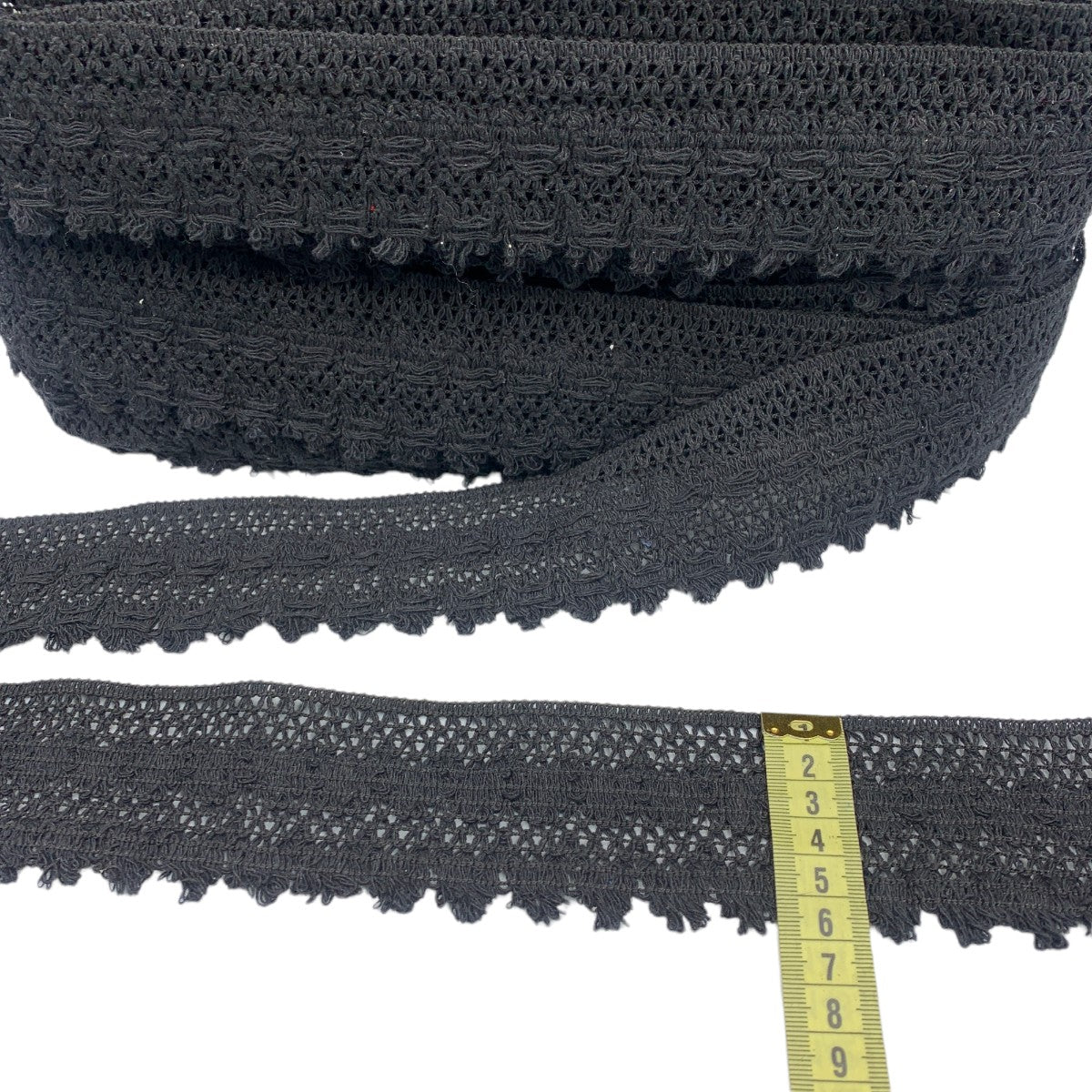 Dantela neagra de bumbac, latime 55mm