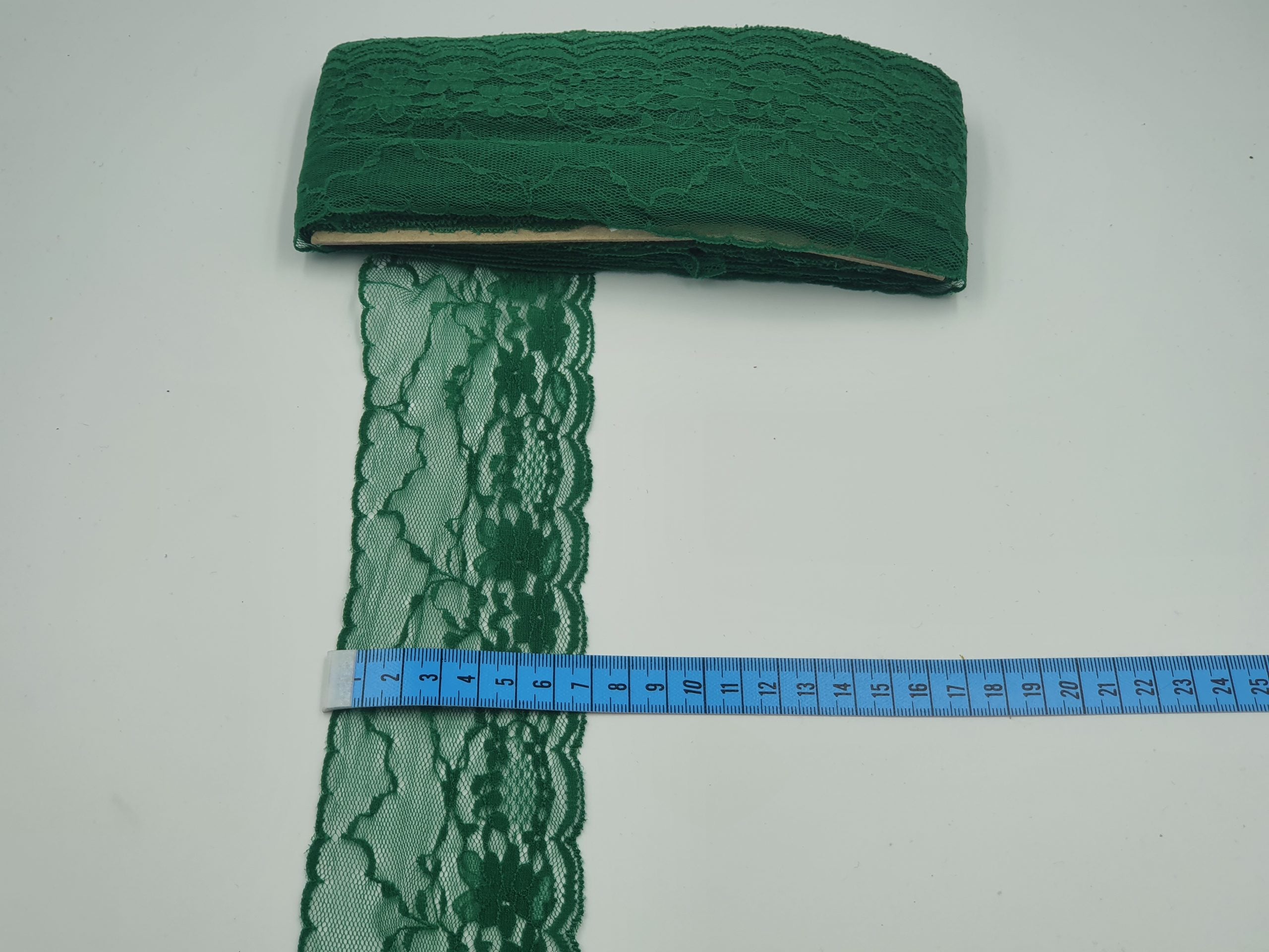 Dantelă elastică, verde, 7cm