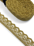 Dantela bumbac aurie cu lurex 4cm