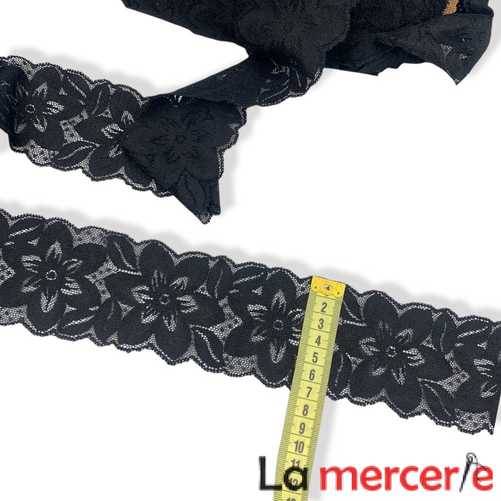 Dantela neagra, elastica, latime 7cm