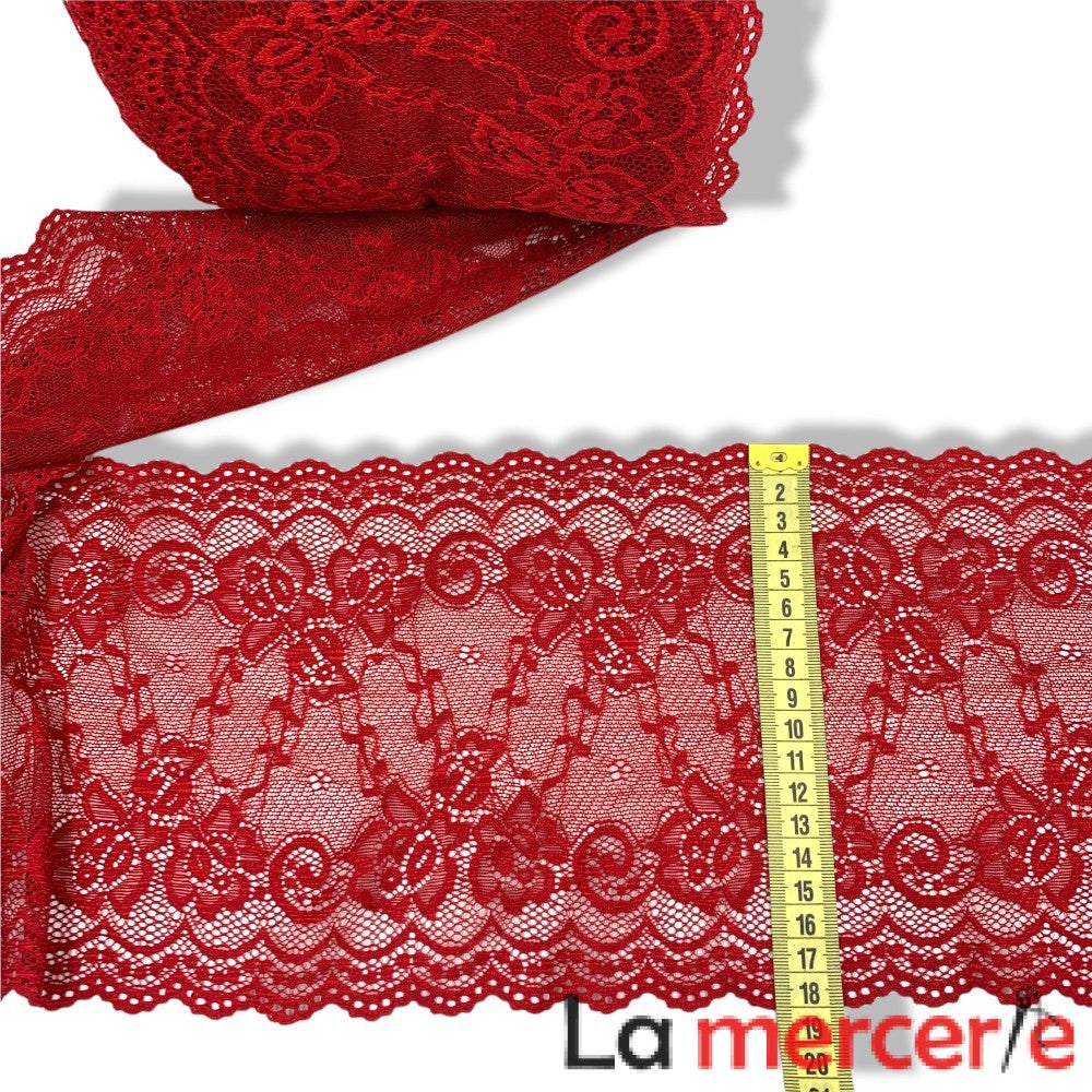 Dantela rosie, elastica, latime 18cm