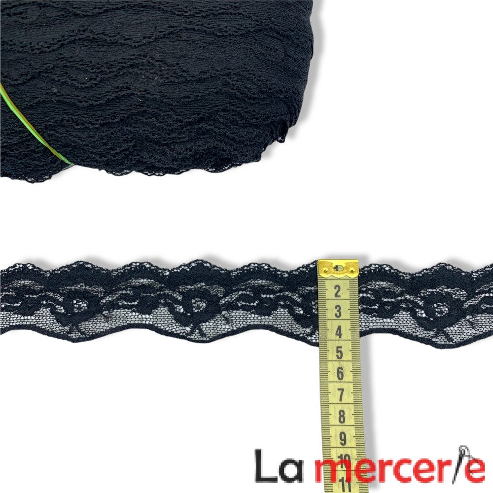 Dantela neagra, elastica, latime 45mm