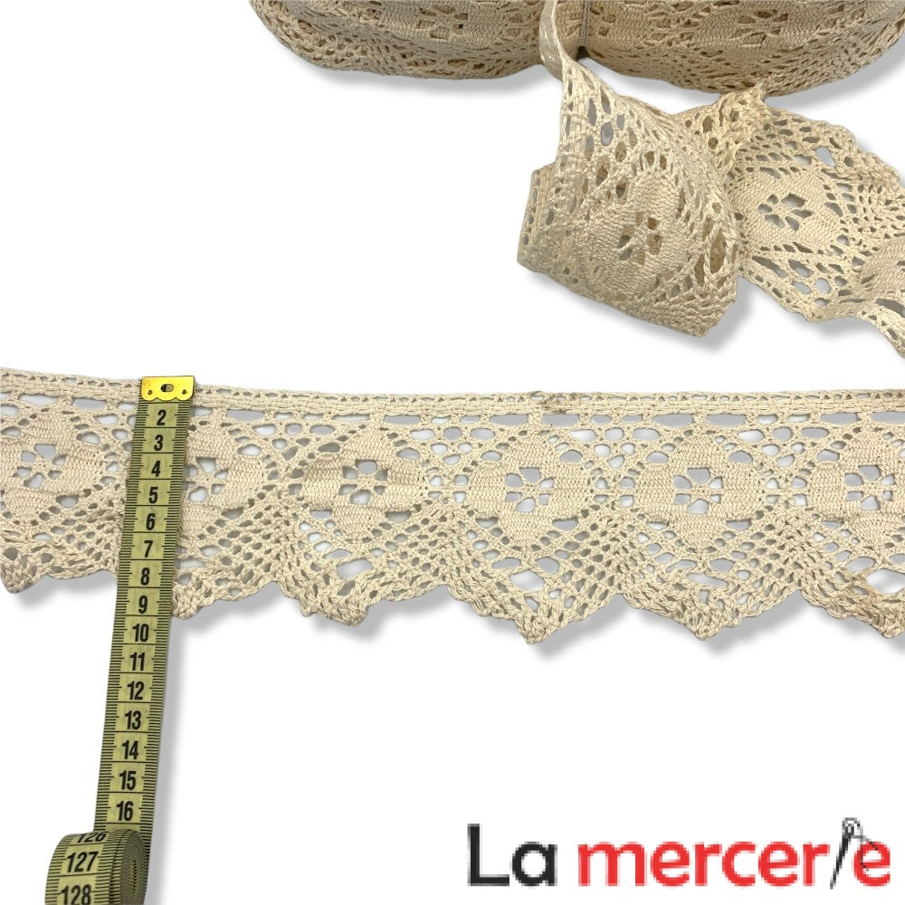 Dantela bumbac 100%, crem, latime 9cm