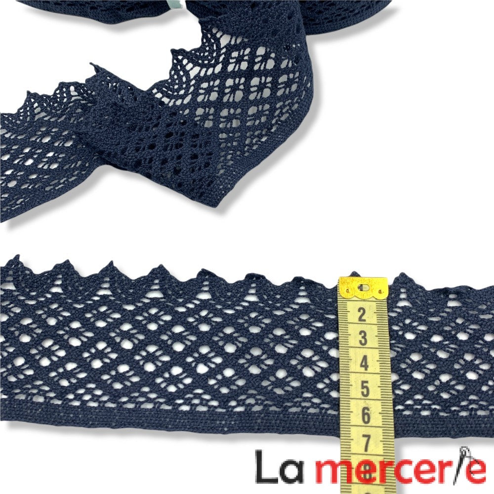 Dantela bumbac 100%, bleumarin, latime 7cm