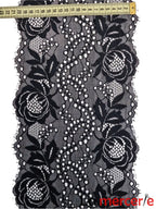 Dantela elastica, neagra, model trandafiri mari, latime 21cm