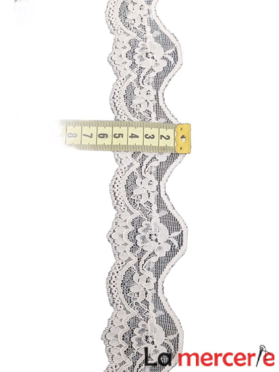 Dantela elastica, alba, model floral, latime 5cm