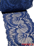 Dantela elastica nuante de albastru, latime 28cm