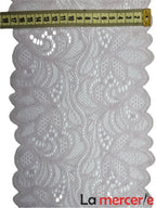 Dantela elastica, roz prafuit, model frunzulite, latime 18cm