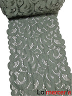 Dantela elastica, kaki, model frunzulite, latime 22cm