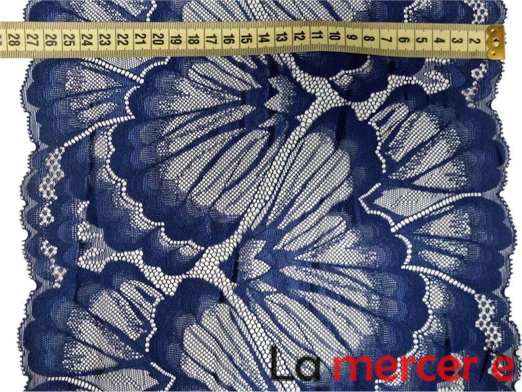 Dantela elastica nuante de albastru, latime 28cm